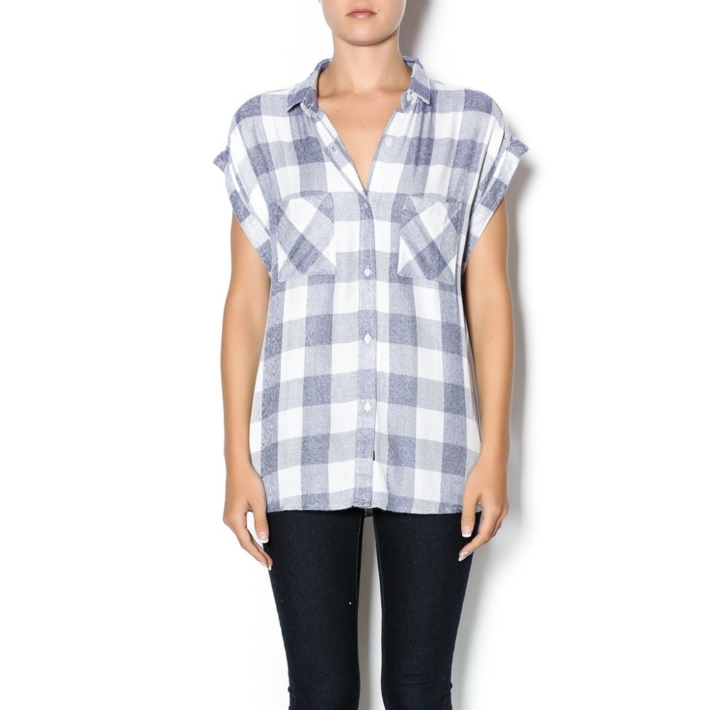 BLL New York Plaid Sleeveless Top S/P Nautical Summer Beach Casual Relaxed Shirt